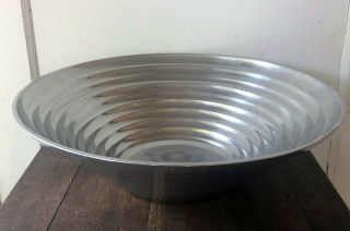 Large Round Pewter Ware Fluted Edge Centerpiece Serving Bowl - 17 "