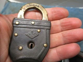 old story book padlock lock MAIL POUCH with a key.  n/r 4