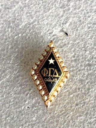 10k Solid Gold Phi Gamma Delta Fiji Fraternity Pin W/seed Pearls