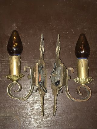 Antique Vintage Matching Set of Electric Wall Candle Sconces Art Deco 4
