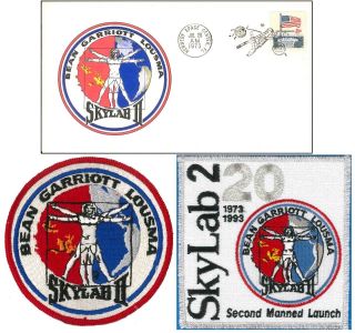 Skylab Ii Nasa Trio Patch Pair & Space Event Postal Cover 