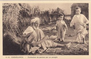 Casablanca,  Morocco,  1920 - 30s ; Confection De Paniers Par Un Aveugle