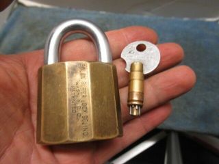 Old Brass High Security Padlock Nix Pix Solon Lock Co.  Key.  N/r