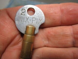 Old brass high security padlock NIX PIX SOLON LOCK CO.  key.  n/r 7