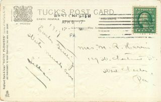 Tuck Embossed Postcard Easter Flowers Ser.  752 Violet Motif & Religious Message 2
