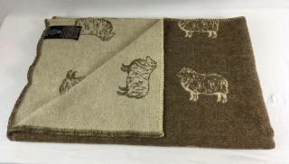 Samband Of Iceland Sheep 100 Wool Throw Blanket Brown/cream