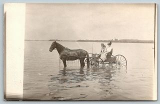 Ruthven Iowa Mr Mrs George Mcdonald In Horse Buggy In Lost Island Lake 1912 Rppc