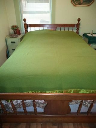 , Vintage,  Green Color 100 Wool " Fabribo " Blanket -