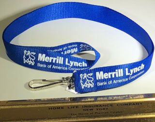 Merrill Lynch Blue Lanyard With Logo Bank Of America Corporation Lanyard & Clip