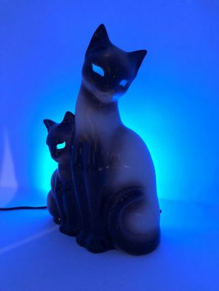 Mid Century Kron Siamese Cat Tv Lamp Night Light Glowing Eyes 1950s Vintage