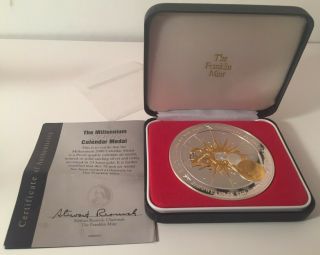 2000 Franklin Annual Calendar Art Medal Sterling Silver.  925 And Gold
