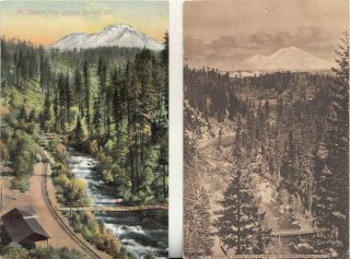 Two Postcards - Mt Shasta From Shasta Retreat - Near Dunsmuir - Ca - Shasta Area