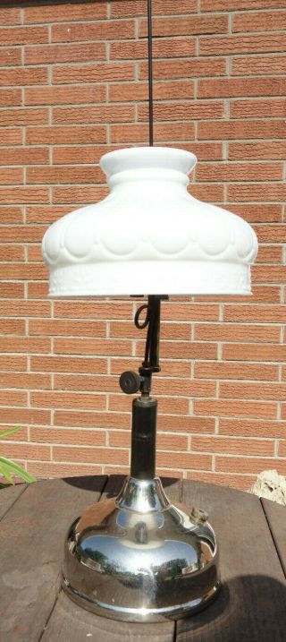 Antique Coleman Quick Lite Gas Lantern Lamp Double Mantle W/ Glass Shade