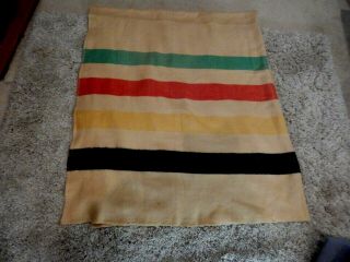 Vintage Wool Camp Blanket Polar Star Golden Dawn Pale Yellow With Broad Stripes