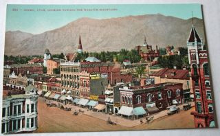 Vintage 1900s Carriages Horses Looking At Downtown Ogden Utah Post Card