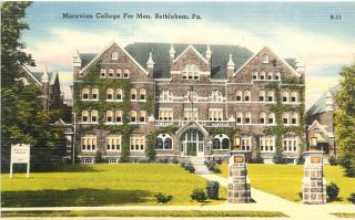 Vintage Linen Postcard; Moravian College For Men,  Bethlehem Pa Unposted