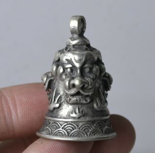 3.  5cm Old Chinese Miao Silver Beast Head Small Bell