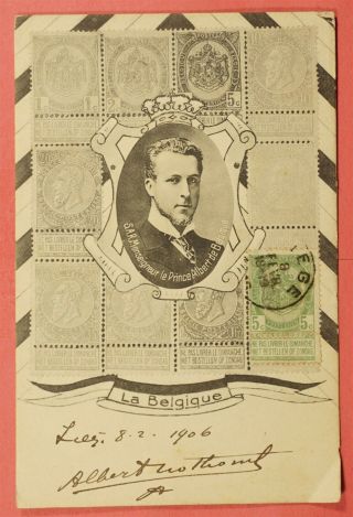 Dr Who 1906 Belgium Portrait Prince Albert Surrounded By Stamps 51252