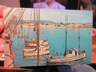 Vintage Old Postcard California Santa Cruz Beach Casino Fishing Boats Wharf Dock