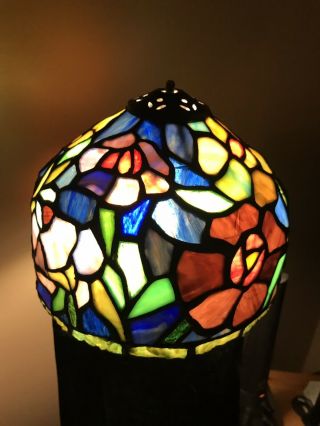 Vintage Tiffany Style Stained Glass Flowers Colorful Lamp Shade
