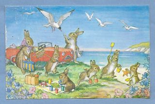 Vintage Postcard A Day By The Sea By Molly Brett Rabbits Un - Posted