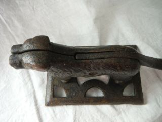 Antique Vintage Cast Iron Dog Mechanical Nut Cracker,  10 ½”,  St.  Bernard? – VGC 4