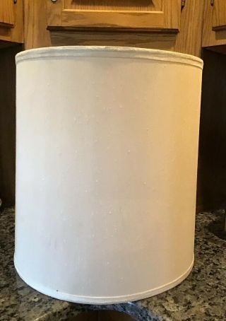 Vintage Mid Century Modern Drum Lamp Shade Ivory Fabric 15 " X 14” W Large