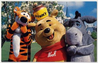 Walt Disney World Winnie The Pooh Tigger Eeyore Vintage Postcard 616