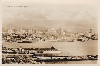 Waterfront Seattle Washington Real Photo Postcard 1930 