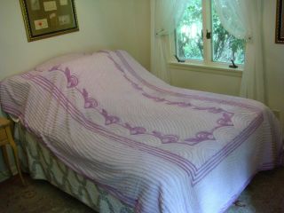 2 Vintage Chenille Lavender Purple Bedspreads Twin Full 106 " X73 " Gvc