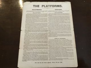 Abraham Lincoln Re - Election Broadside “the Platforms”against Mcclellan 1864