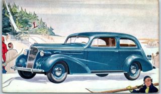 1937 Chevrolet Automobile Car Advertising Postcard Blue Car 2 - Door Coupe