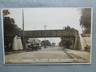 Railroad Viaduct On Third Street,  Alexandria,  Louisiana Real Photo Postcard