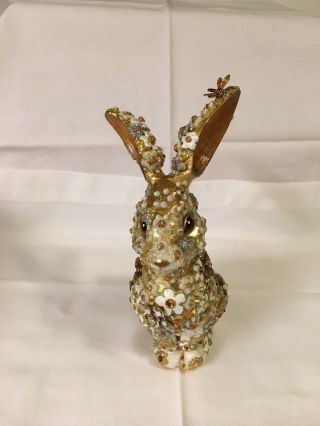 Jay Strongwater Mille Fiori Gold Blossom Bunny Ornament 3