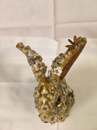 Jay Strongwater Mille Fiori Gold Blossom Bunny Ornament 4