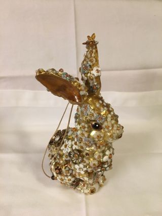 Jay Strongwater Mille Fiori Gold Blossom Bunny Ornament 5