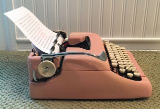1956 Pink Smith Corona Silent 5T Series Portable Pica Typewriter With Case 6