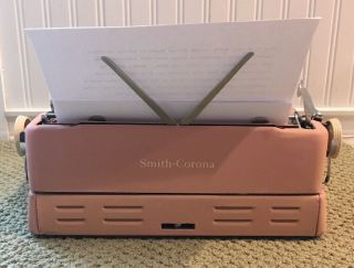 1956 Pink Smith Corona Silent 5T Series Portable Pica Typewriter With Case 7