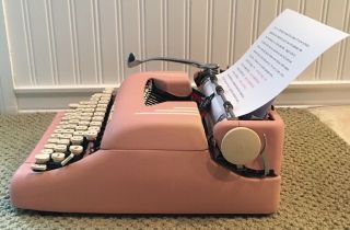 1956 Pink Smith Corona Silent 5T Series Portable Pica Typewriter With Case 8