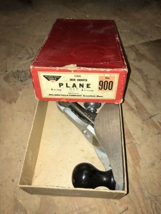 Vintage Millers Falls Tools No.  900 Iron Smooth Block Plane 9.  25 " W Box