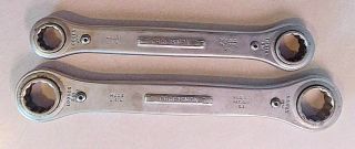 2 Craftsman Usa Ratcheting Combination Box Wrenches 7/8 - 13/16 And 3/4 - 5/8