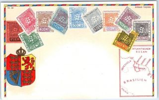 Vintage British Guyana Postage Stamps Postcard C1910s