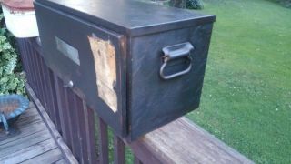 Vintage Craftsman 2 drawer early well worn workn mans tool chest 4