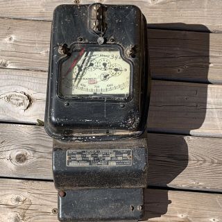 Vintage Watt Hour Meter Sangamo Steam Punk Decor Type Cast Iron Base