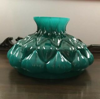 Antique Or Vintage Green Cased Glass Oil Lamp Shade Artichoke Pattern Aladdin