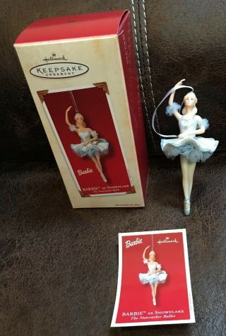 2002 Hallmark Keepsake Barbie As Snowflake The Nutcracker Ballet Ornament W/box