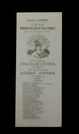 AUTHENTIC 1864 PRESIDENTIAL BALLOT NATIONAL UNION PARTY LINCOLN CIVIL WAR ERA 2