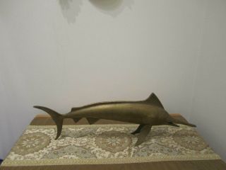 Large Vintage Brass Swordfish,  Marine Statue,  Figurine.  Cast Centerpiece