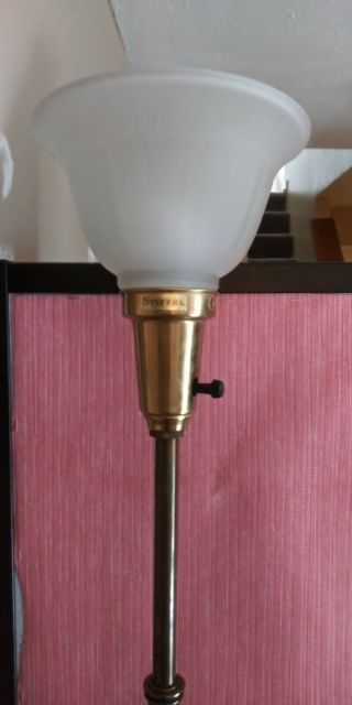 Vintage Stiffel Torchier Table Lamps - Brass Milk Glass Hollywood Regency 3