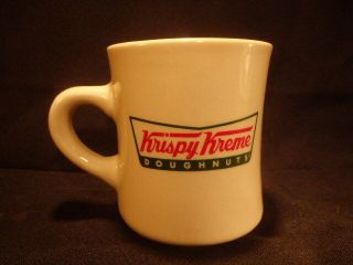 Krispy Kreme Logo Diner Coffee Mug Cup Heavy Thick Beige Red Green